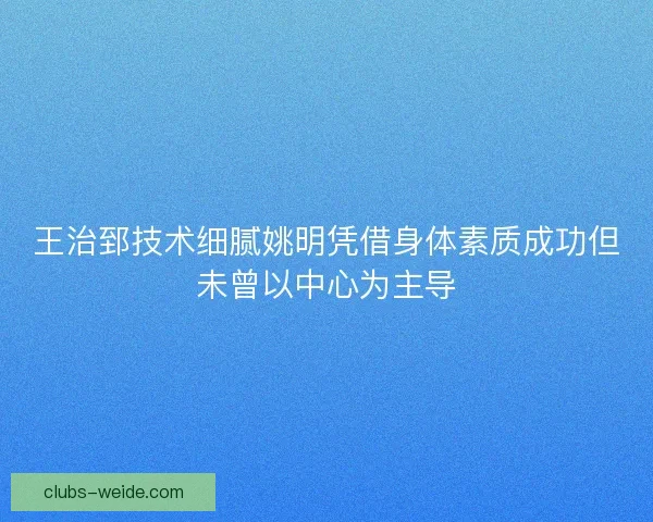 王治郅技术细腻姚明凭借身体素质成功但未曾以中心为主导