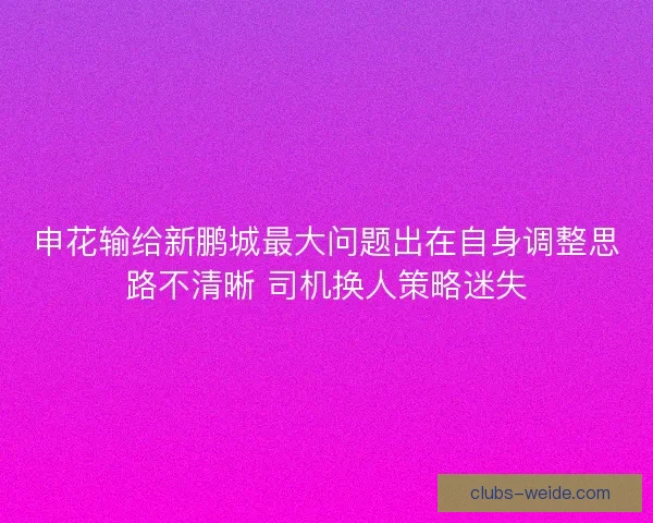 申花输给新鹏城最大问题出在自身调整思路不清晰 司机换人策略迷失